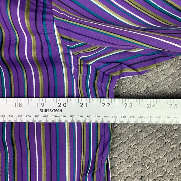 Etro Shirt Men's 40 Purple Green Gold Striped Button Down Up Cotton Milano NWOT - Picture 8 of 12